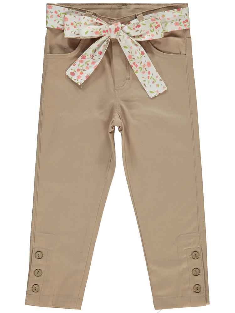 Civil Girls Renkli Kemerli 2-5 Yaş Pantolon - Bej