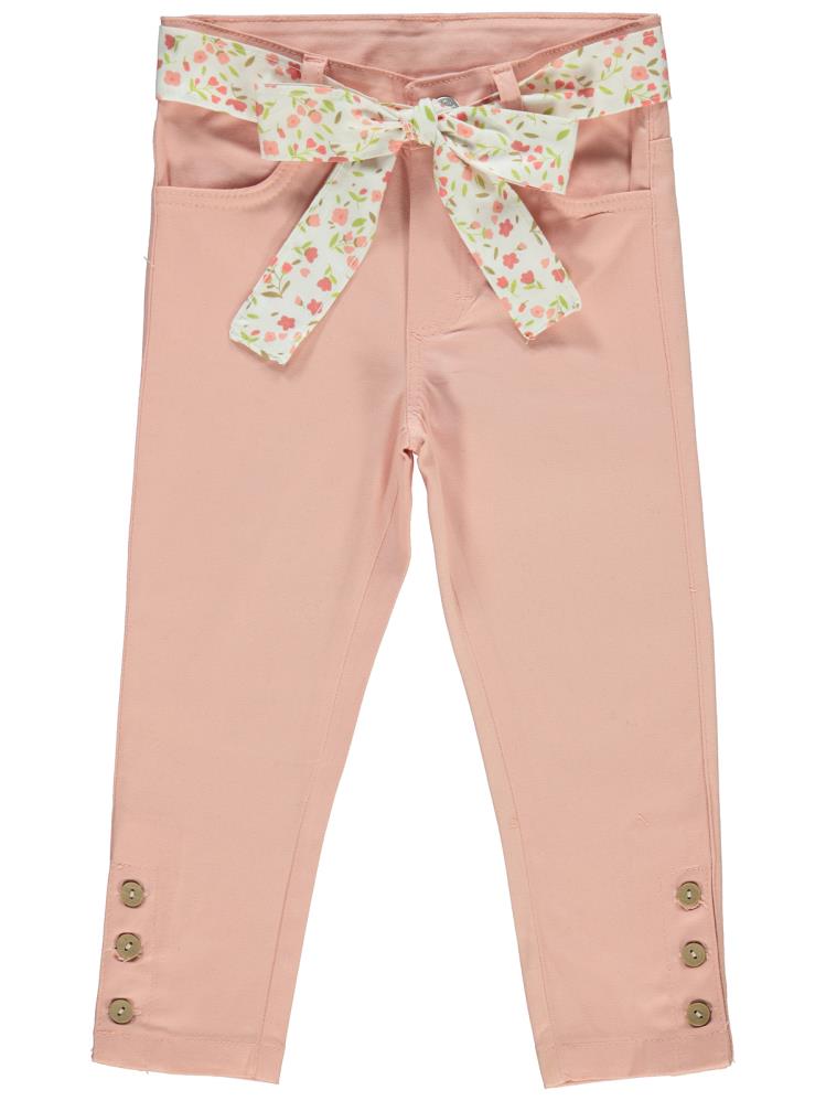 Civil Girls Renkli Kemerli 2-5 Yaş Pantolon - Pudra