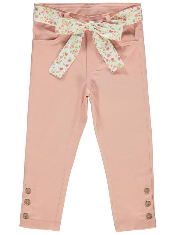 Civil Girls Renkli Kemerli 2-5 Yaş Pantolon - Pudra