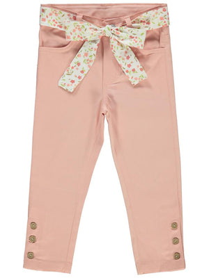 Civil Girls Renkli Kemerli 2-5 Yaş Pantolon - Pudra