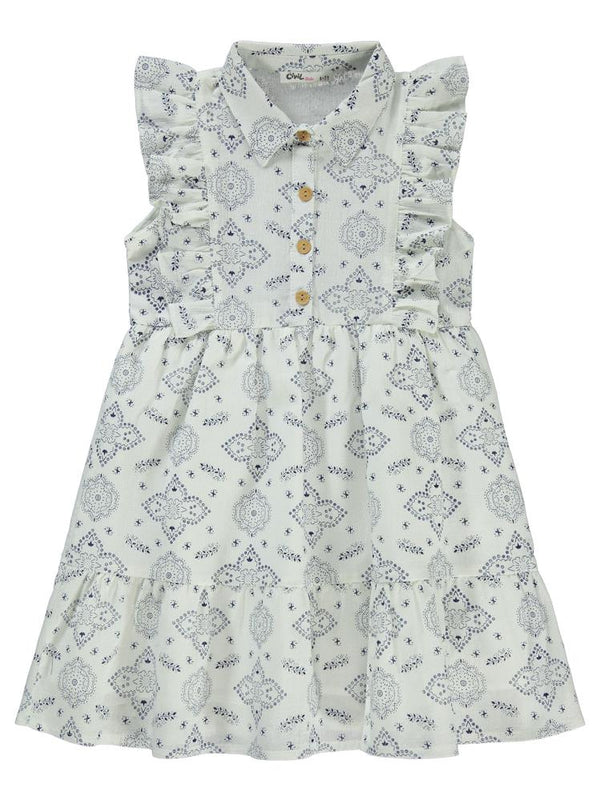 Civil Girls Düğmeli 6-9 Yaş Elbise - Lacivert