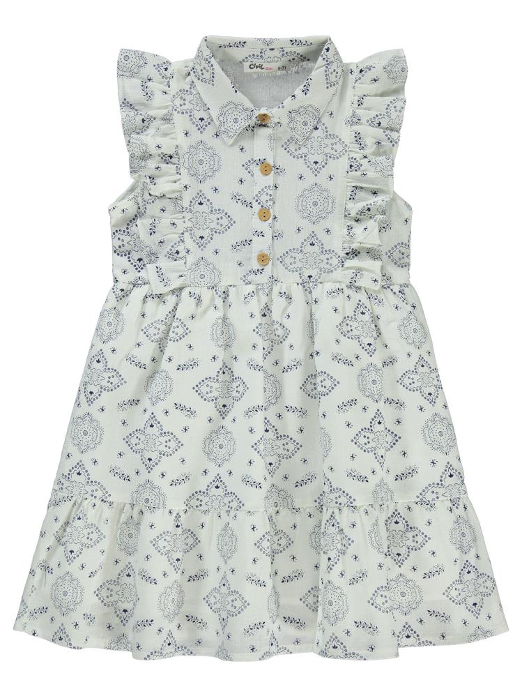 Civil Girls Düğmeli 6-9 Yaş Elbise - Lacivert