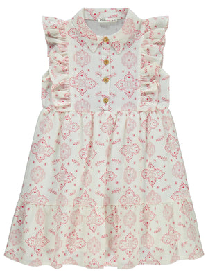 Civil Girls Düğmeli 6-9 Yaş Elbise - Pembe