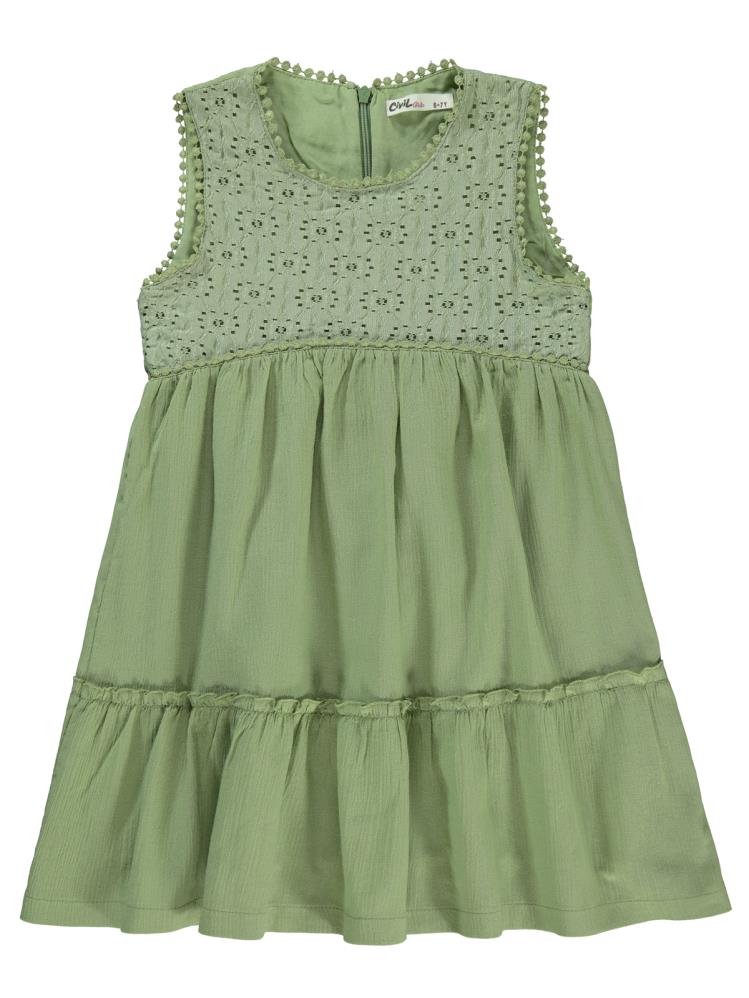 Civil Girls Natural 6-9 Yaş Elbise - Yeşil