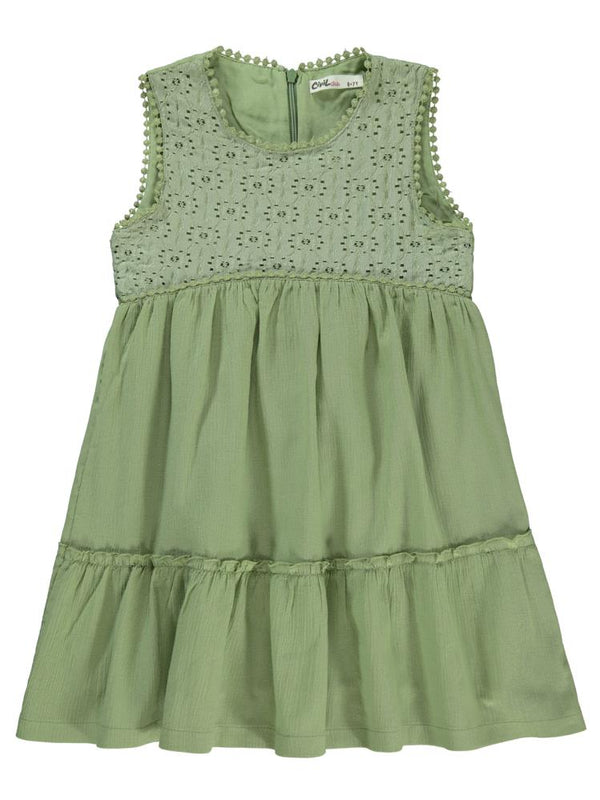 Civil Girls Natural 6-9 Yaş Elbise - Yeşil