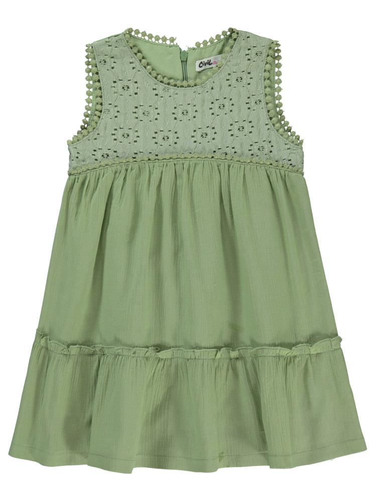 Civil Girls Natural 2-5 Yaş Elbise - Yeşil