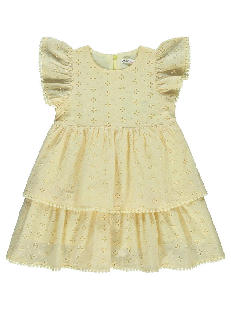 Civil Girls Dantel 2-5 Yaş Elbise - Sarı