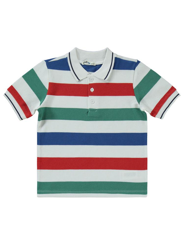 Civil Boys Çizgili 10-13 Yaş Tişört - Beyaz