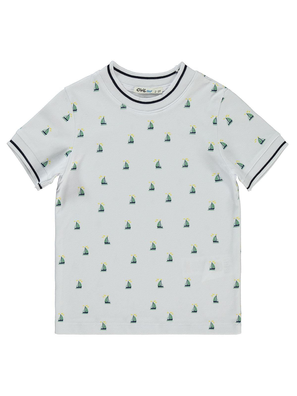 Civil Boys Yelken Baskılı 2-5 Yaş Tişört - Beyaz
