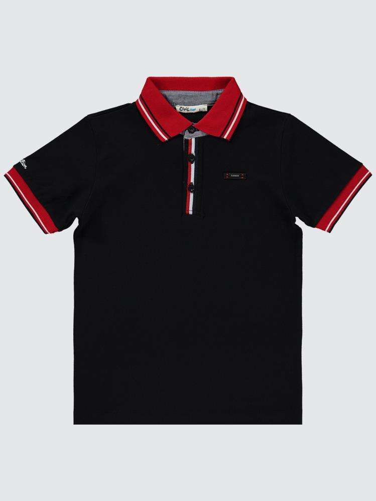 Civil Boys Polo Edition Nakışlı 6-9 Yaş Tişört - Siyah