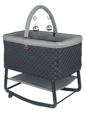 Kujju Harmony Deri Kumaşlı Mini Anne Yanı Beşik - Gri