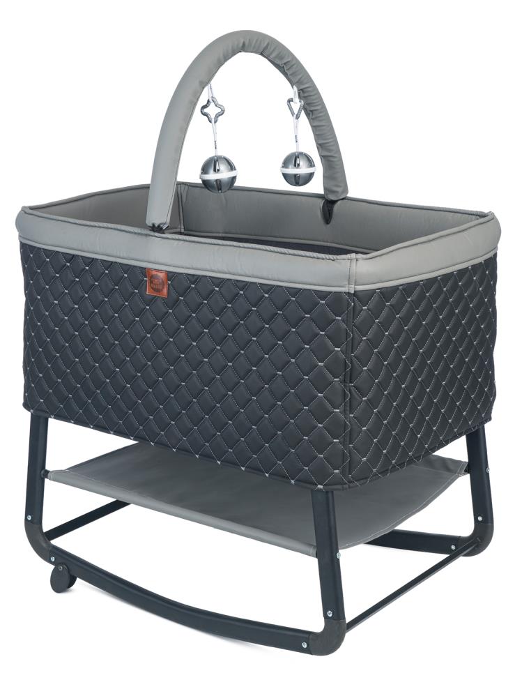 Kujju Harmony Deri Kumaşlı Mini Anne Yanı Beşik - Gri