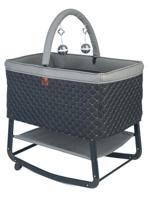 Kujju Harmony Deri Kumaşlı Mini Anne Yanı Beşik - Gri