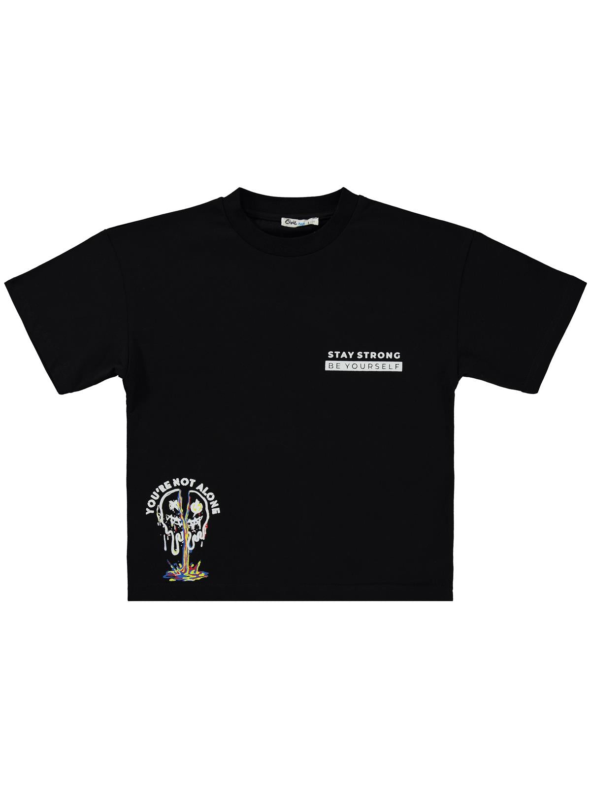 Civil Boys Youre Not Alone Baskılı 10-13 Yaş Tişört - Siyah