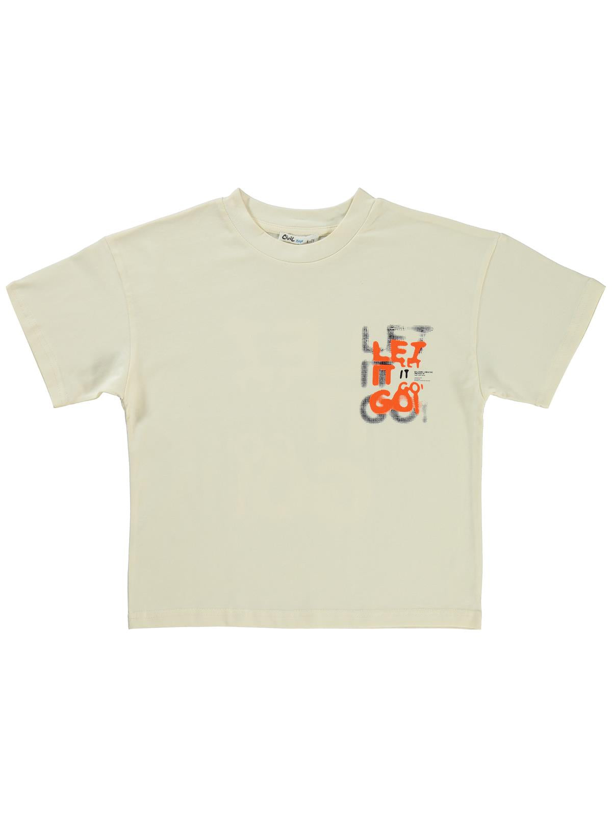 Civil Boys Let It Go Baskılı 10-13 Yaş Tişört - Fil Dişi