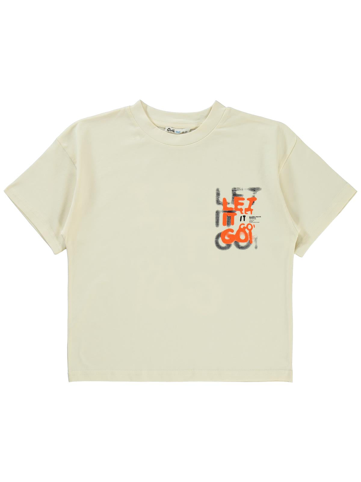 Civil Boys Let It Go Baskılı 10-13 Yaş Tişört - Fil Dişi
