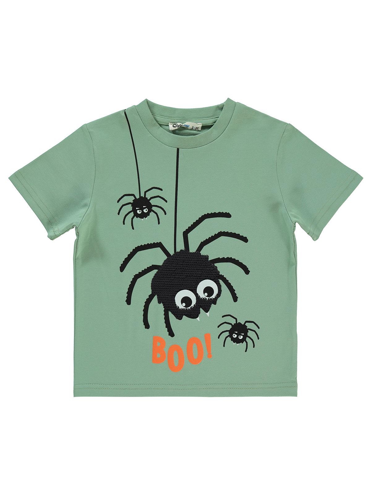 Civil Boys Örümcek Baskılı 2-5 Yaş Tişört - Haki