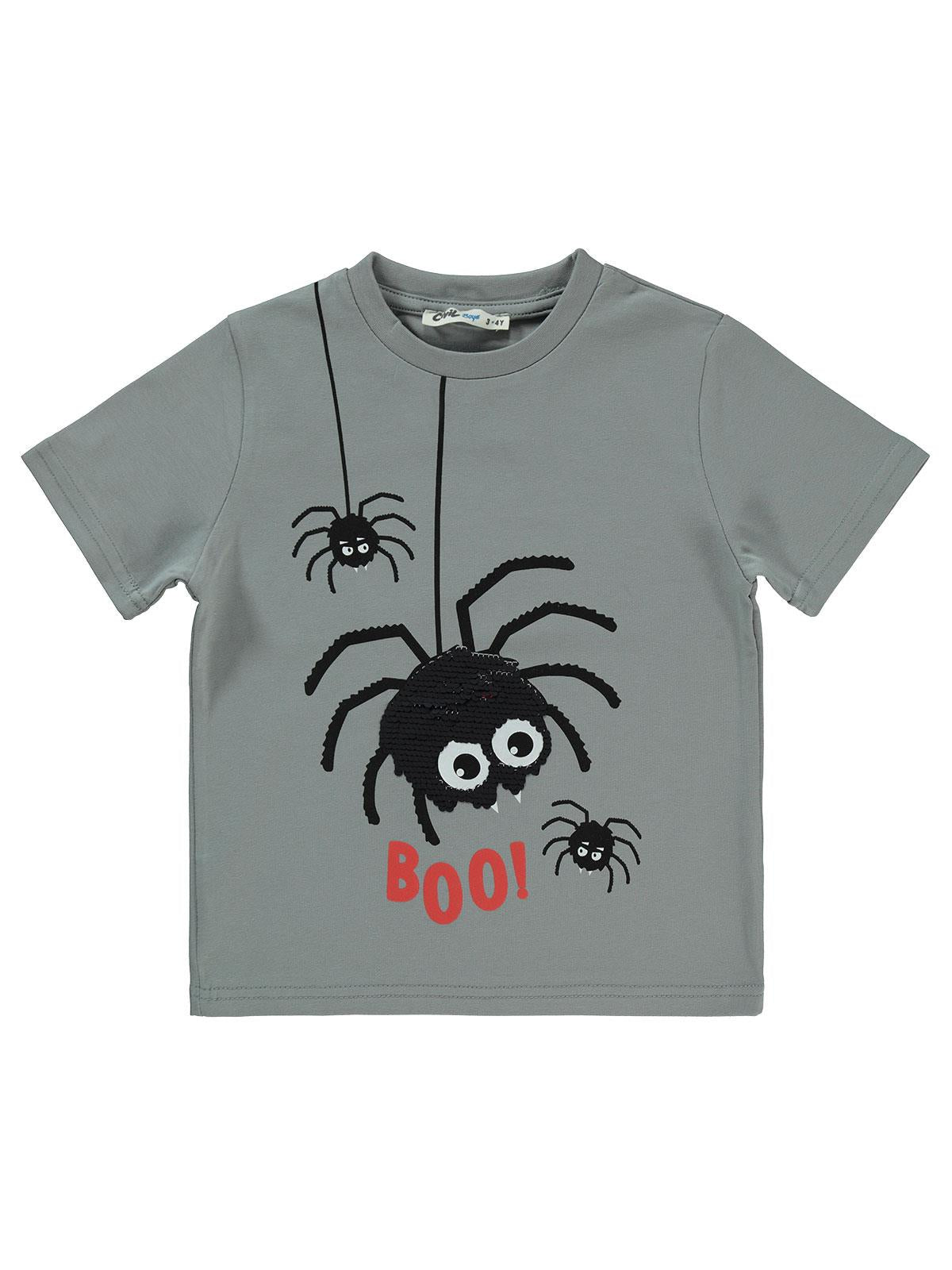 Civil Boys Örümcek Baskılı 2-5 Yaş Tişört - Gri