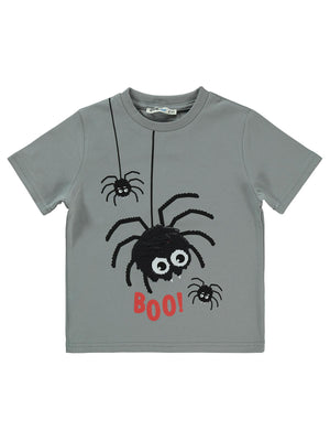 Civil Boys Örümcek Baskılı 2-5 Yaş Tişört - Gri