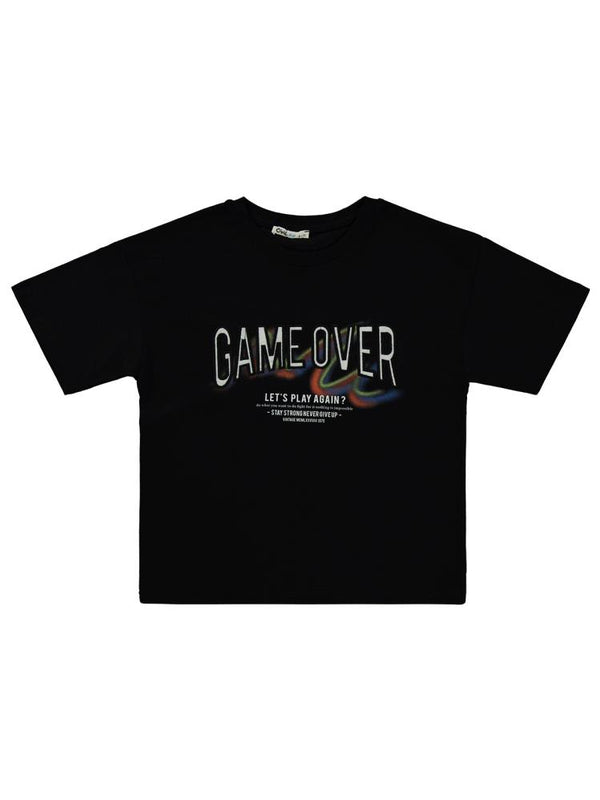 Civil Boys Game Over Baskılı 10-13 Yaş Tişört - Siyah