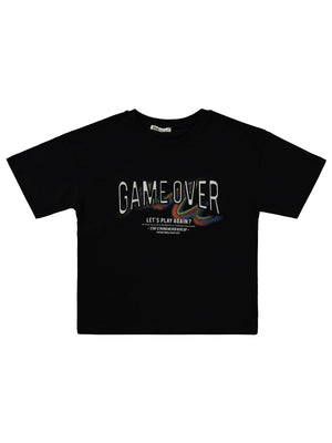 Civil Boys Game Over Baskılı 10-13 Yaş Tişört - Siyah