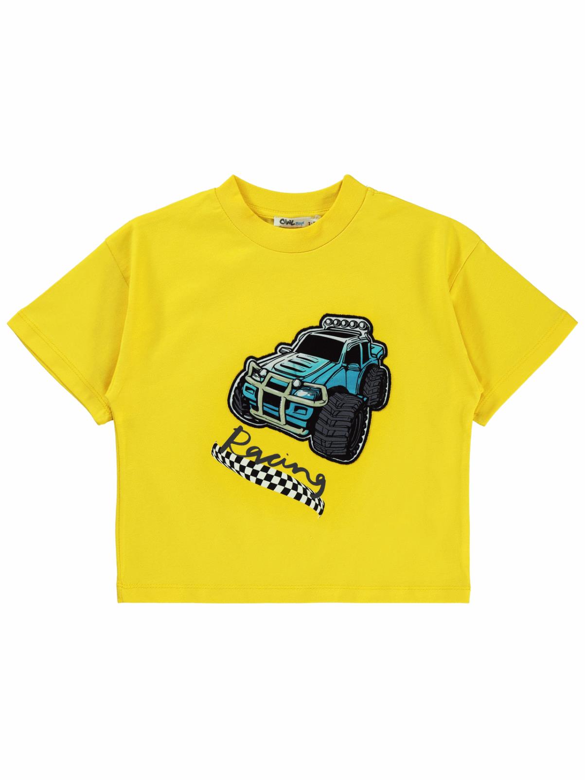 Civil Boys Crazy Truck Baskılı 2-5 Yaş Tişört - Sarı