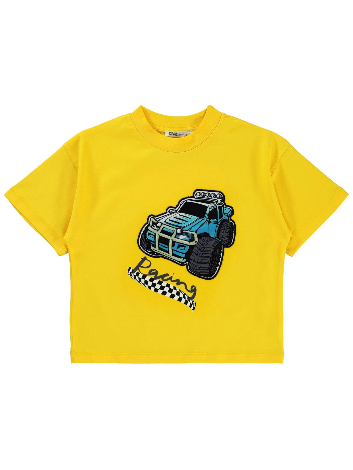 Civil Boys Crazy Truck Baskılı 2-5 Yaş Tişört - Sarı