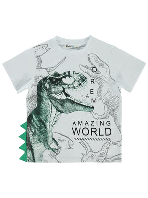 Civil Boys Dinozor World Baskılı 2-5 Yaş Tişört - Beyaz