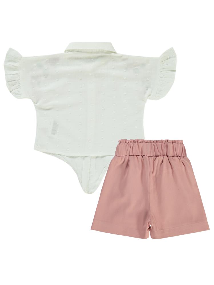 Civil Baby Omuz Çiçek Nakışlı 6-18 Ay Takım - Ekru