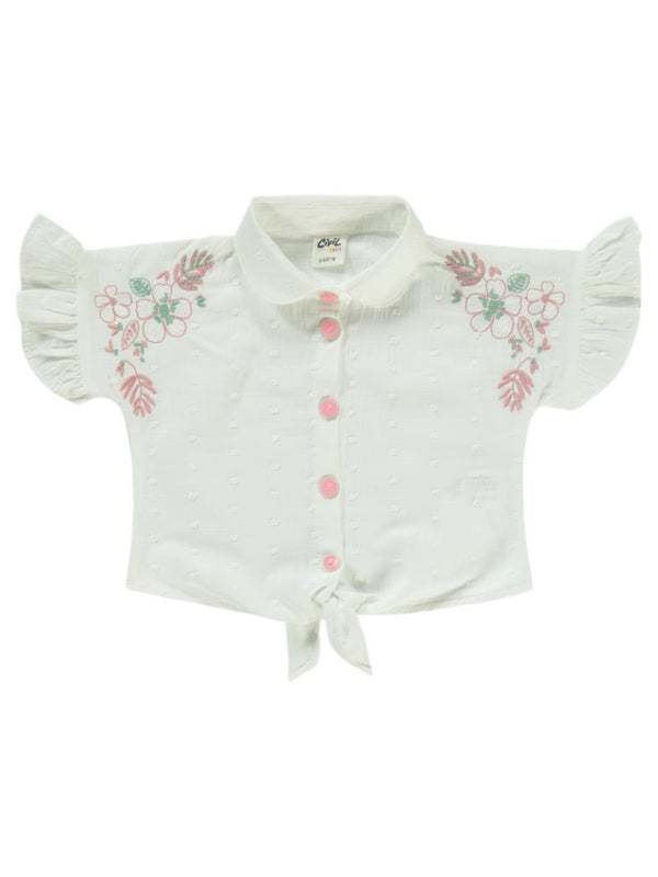 Civil Baby Omuz Çiçek Nakışlı 6-18 Ay Takım - Ekru