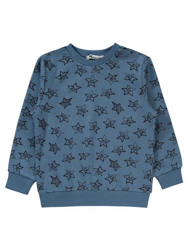 Civil Boys Empirme Yıldız Baskılı 2-5 Yaş Sweatshirt - Mavi