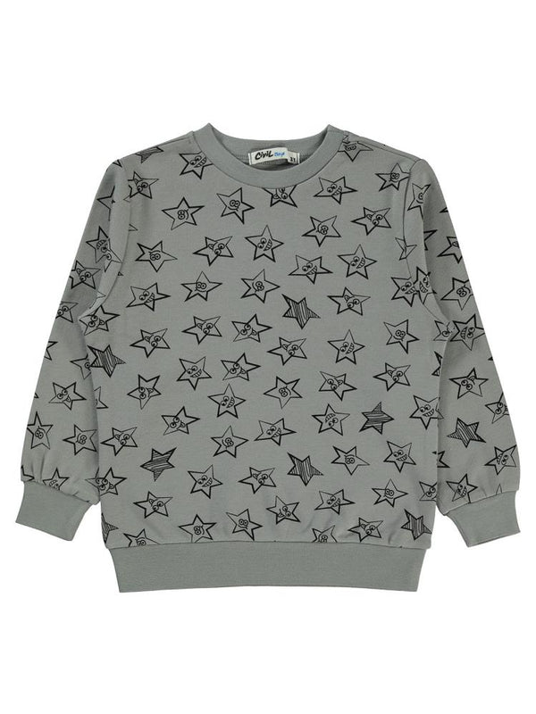 Civil Boys Empirme Yıldız Baskılı 2-5 Yaş Sweatshirt - Gri