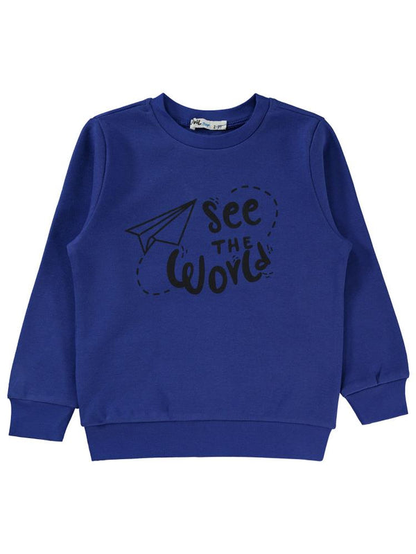 Civil Boys See The Baskılı 2-5 Yaş Sweatshirt - Mavi