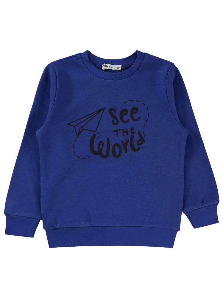Civil Boys See The Baskılı 2-5 Yaş Sweatshirt - Mavi