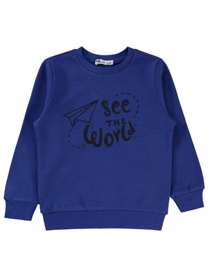 Civil Boys See The Baskılı 2-5 Yaş Sweatshirt - Mavi