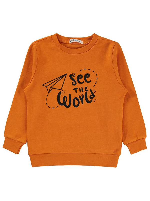 Civil Boys See The Baskılı 2-5 Yaş Sweatshirt - Turuncu
