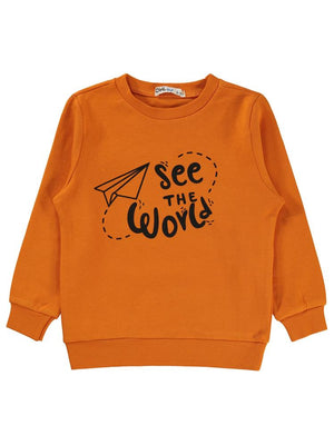 Civil Boys See The Baskılı 2-5 Yaş Sweatshirt - Turuncu