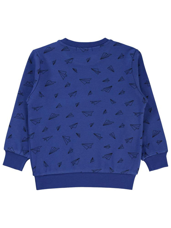 Civil Boys Kağıt Uçak Baskılı 2-5 Yaş Sweatshirt - Mavi