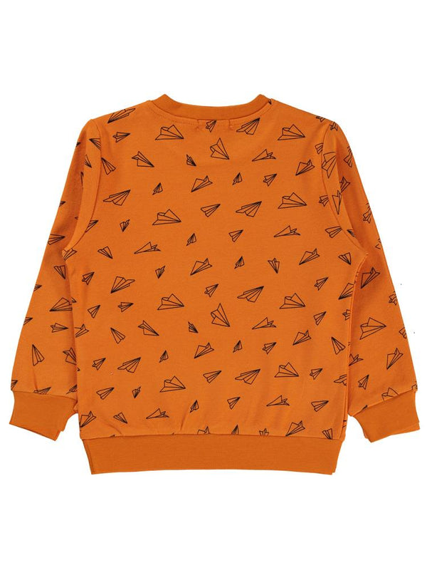 Civil Boys Kağıt Uçak Baskılı 2-5 Yaş Sweatshirt - Turuncu
