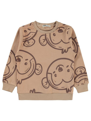 Civil Boys Empirme Maymun Baskılı 2-5 Yaş Sweatshirt - Bej