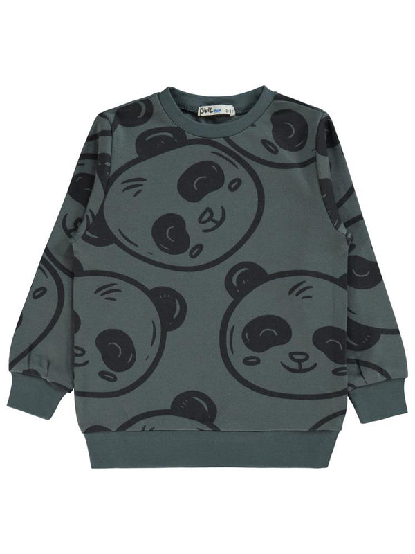 Civil Boys Empirme Panda Baskılı 2-5 Yaş Sweatshirt - Gri