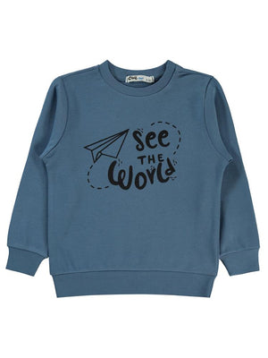 Civil Boys See The Baskılı 2-5 Yaş Sweatshirt - Mavi