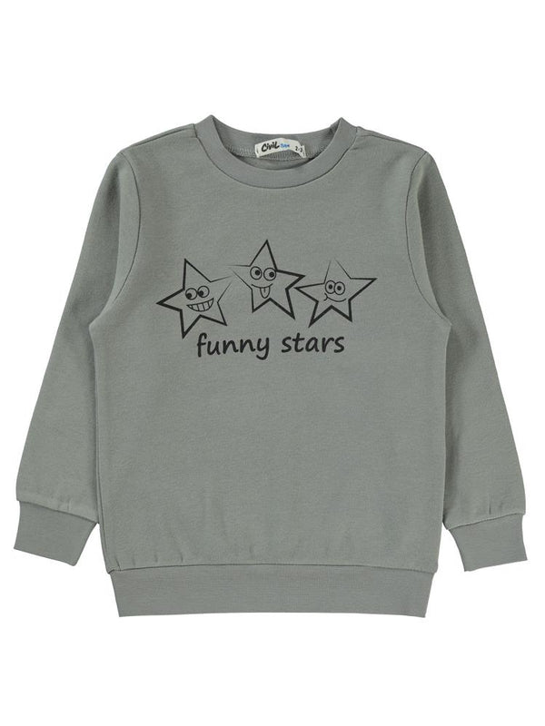Civil Boys Funny Stars 2-5 Yaş Sweatshirt - Gri