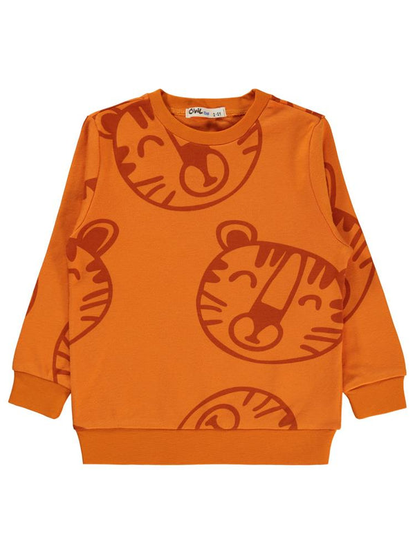 Civil Boys Empirme Aslan Baskılı 2-5 Yaş Sweatshirt - Turuncu