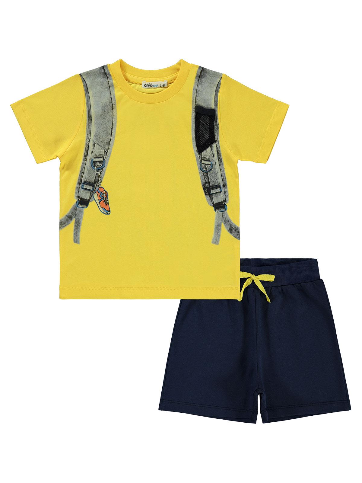 Civil Boys Çanta Baskılı 2-5 Yaş Takım - Sarı