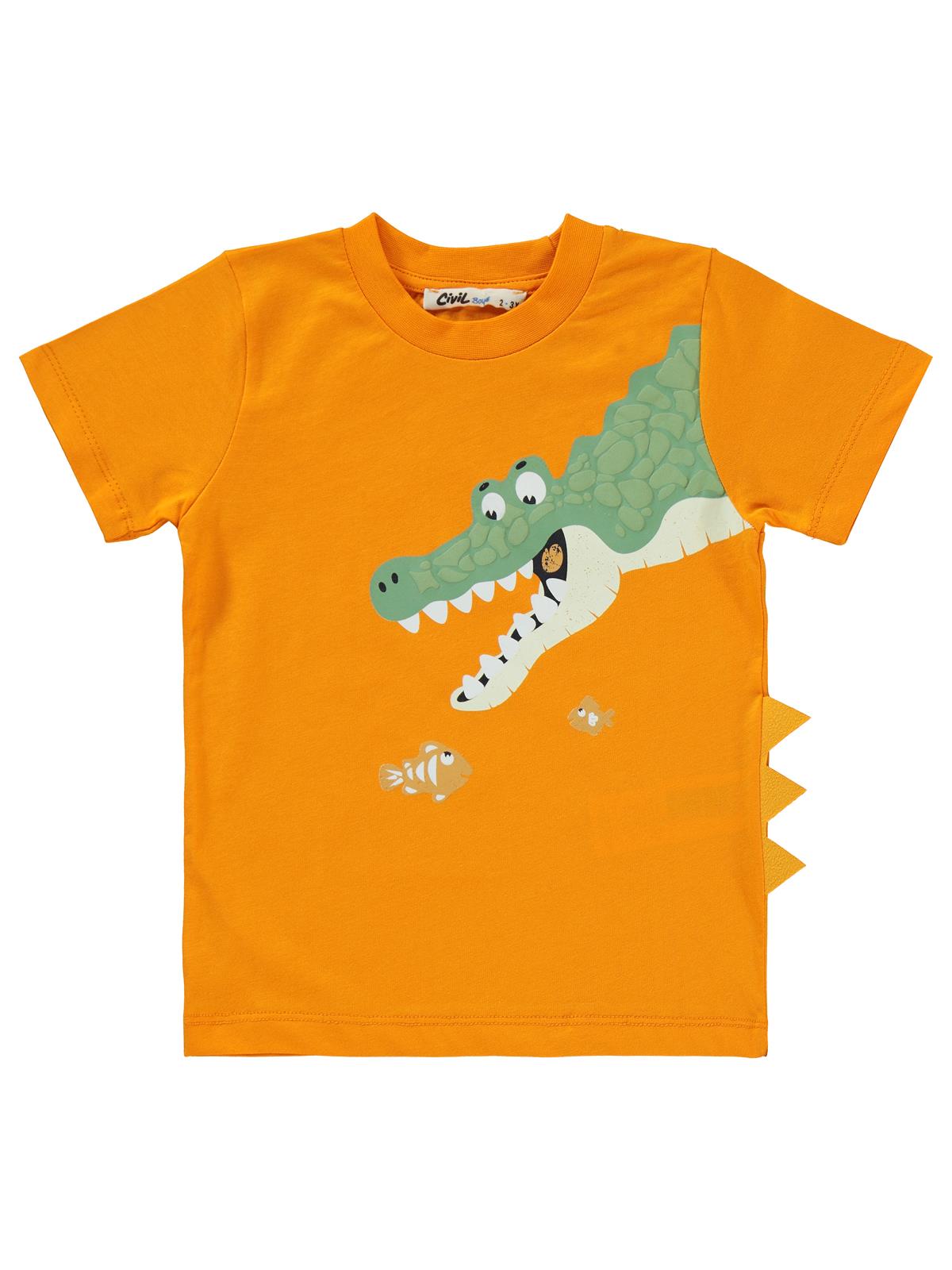 Civil Boys Timsah Balık Baskılı 2-5 Yaş Takım - Turuncu