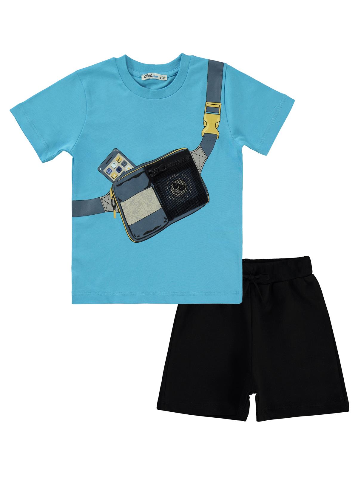 Civil Boys Çanta Baskılı 2-5 Yaş Takım - Mavi