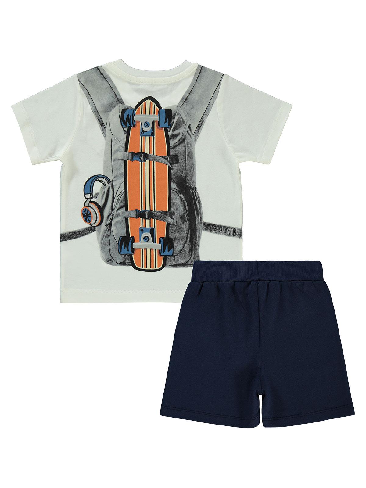 Civil Boys Çanta Baskılı 2-5 Yaş Takım - Ekru