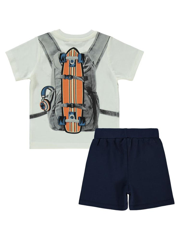 Civil Boys Çanta Baskılı 2-5 Yaş Takım - Ekru