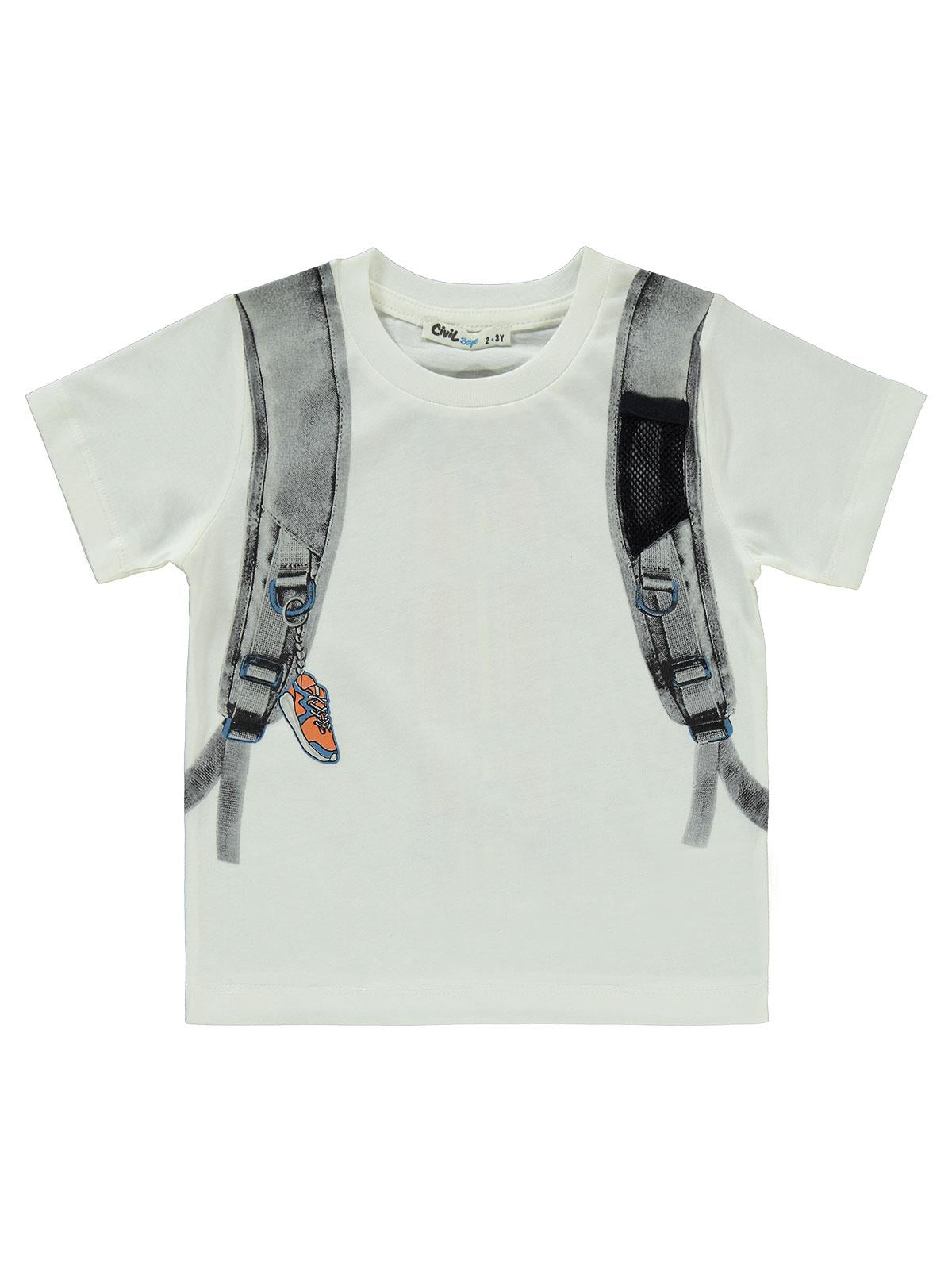 Civil Boys Çanta Baskılı 2-5 Yaş Takım - Ekru